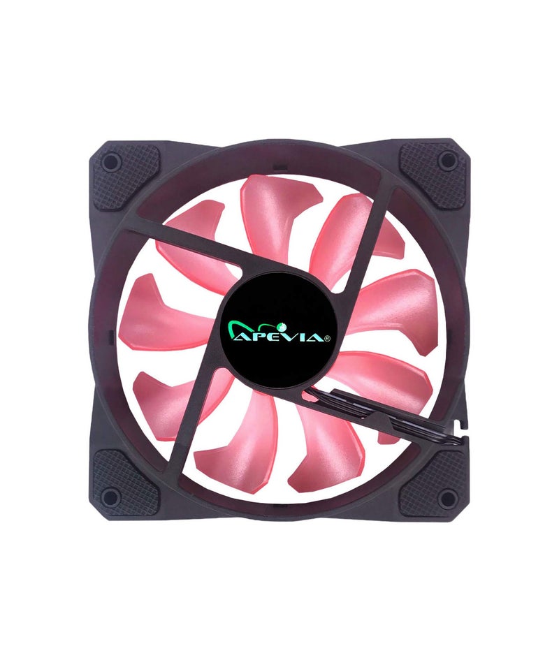 APEVIA CO312L-PK Cosmos 120mm Pink LED Ultra Silent Case Fan w/ 16 LEDs & Anti-Vibration Rubber Pads (3 Pk) - Image 4